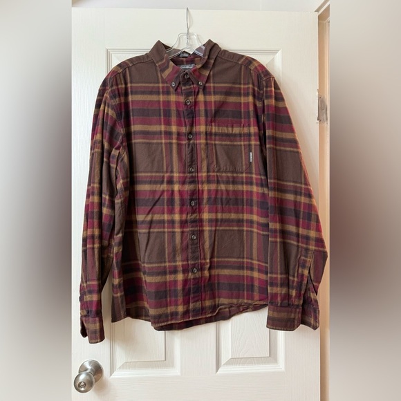 Eddie Bauer Other - Eddie Bauer Shirt Mens XLarge Brown Red Plaid Flannel Long Sleeve Button Up XL